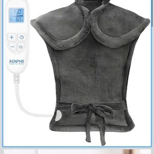 NIB RENPHO Gray Plush Electric Heating Pad Wrap